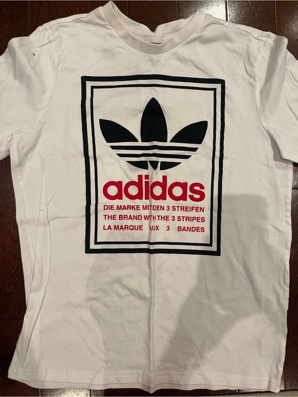 adidas White Tee with Black Trefoil Print